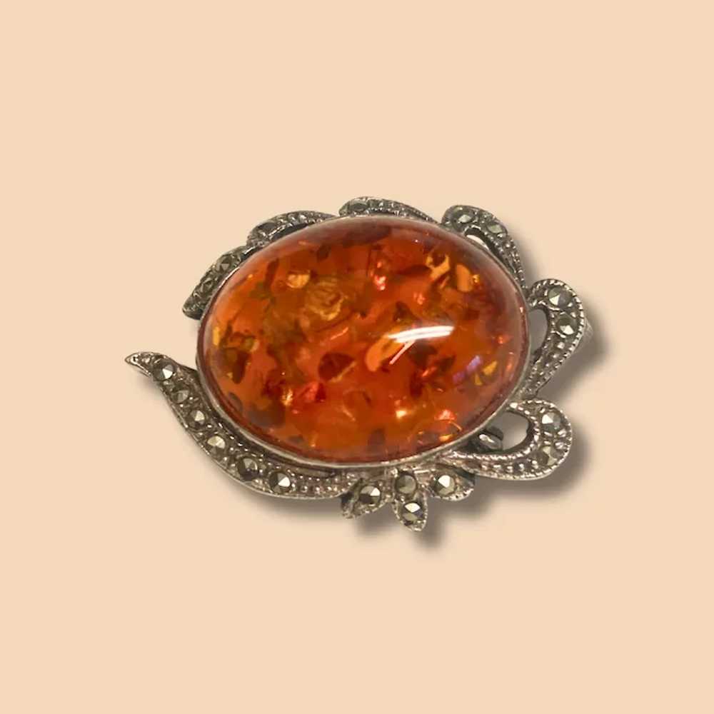 Amber and Silver Brooch and Pendant - image 2