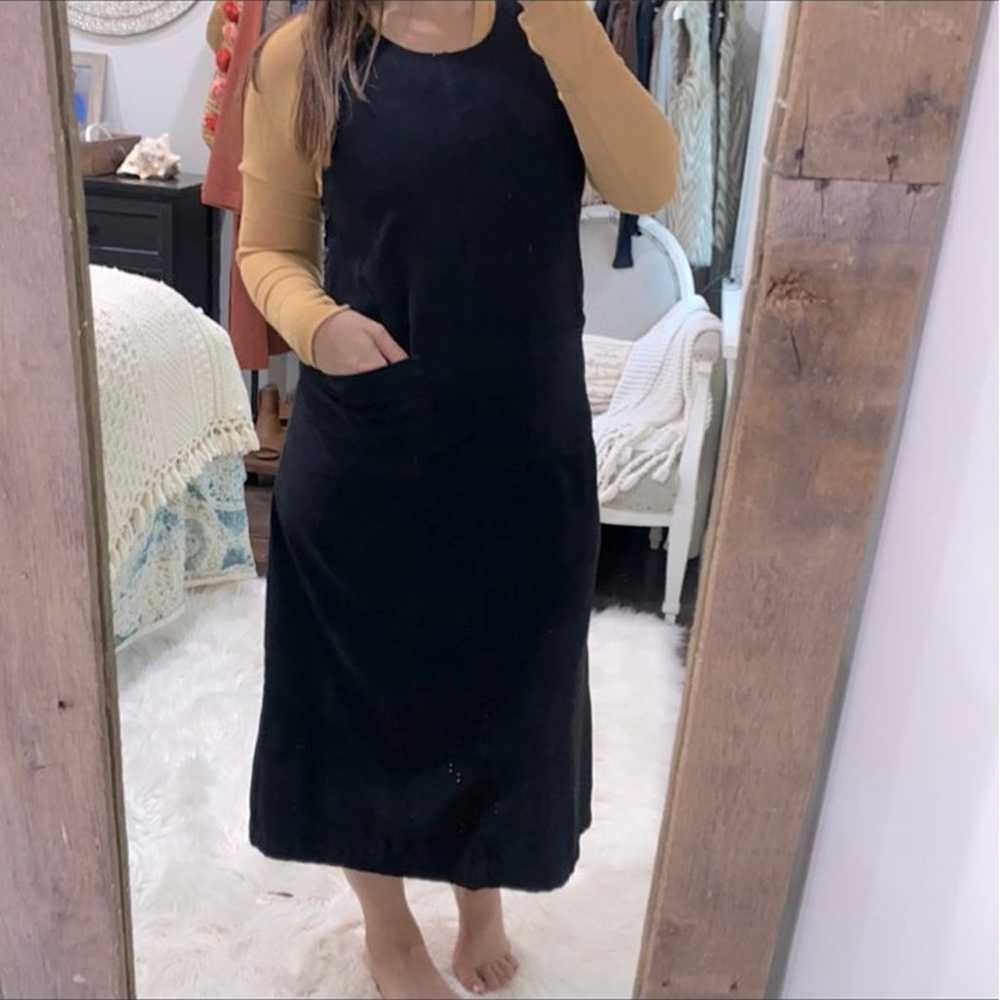 Vintage black overall maxi dress with pockets siz… - image 1