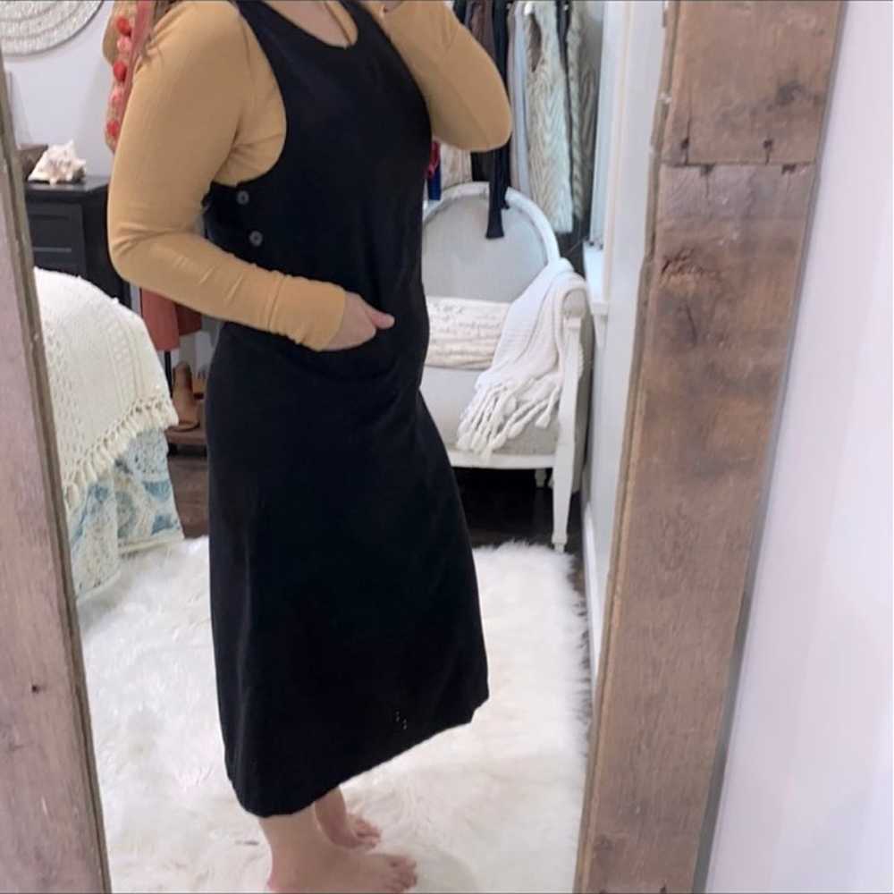 Vintage black overall maxi dress with pockets siz… - image 2