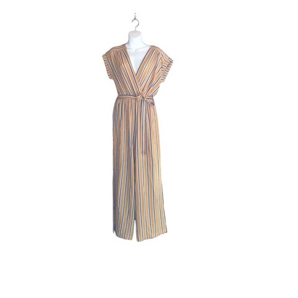 Monteau Yellow, White and Blue Striped Jumpsuit - image 1
