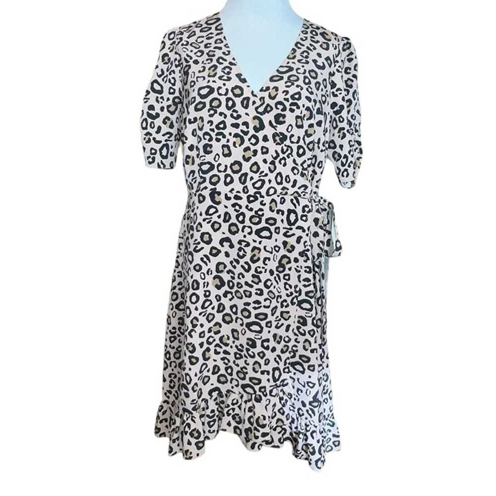 Sanctuary Tan Leopard Print Wrap Mini Dress Size … - image 3