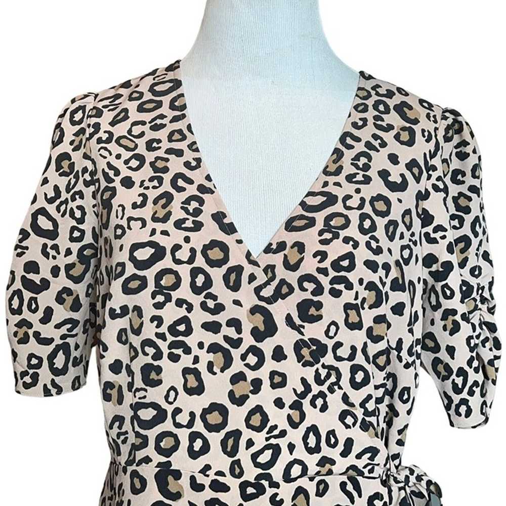Sanctuary Tan Leopard Print Wrap Mini Dress Size … - image 4
