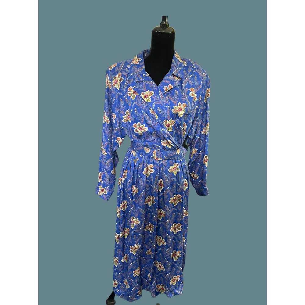 Charter Club 80s.90s Blue Floral Secretary Belted… - image 2