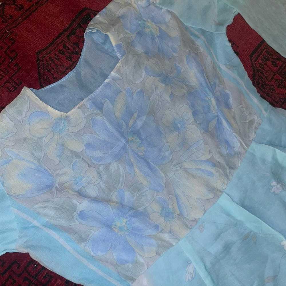 Light blue baby blue afghani pakistani dress maxi - image 5