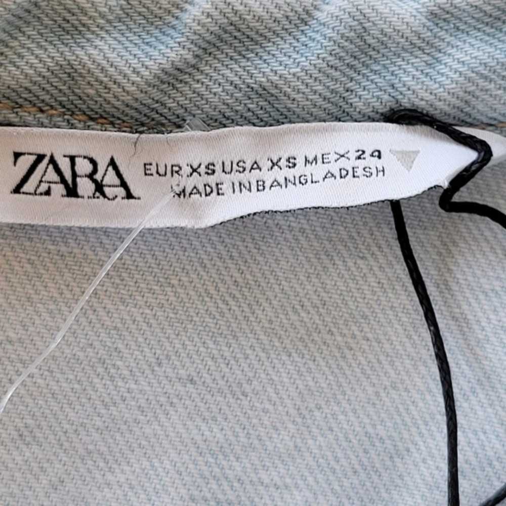 Zara | NWOT Denim Mini Shirt Dress Light Wash Siz… - image 5