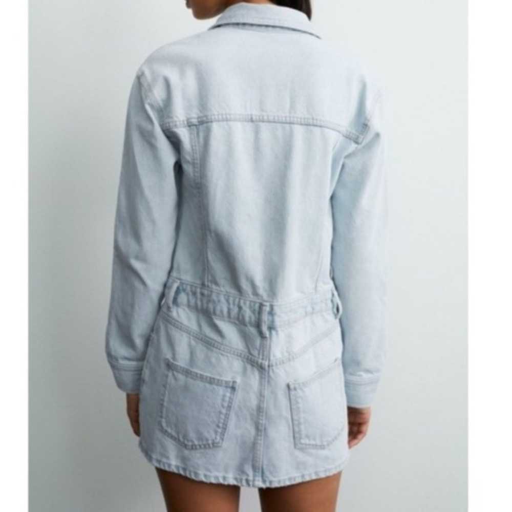 Zara | NWOT Denim Mini Shirt Dress Light Wash Siz… - image 9