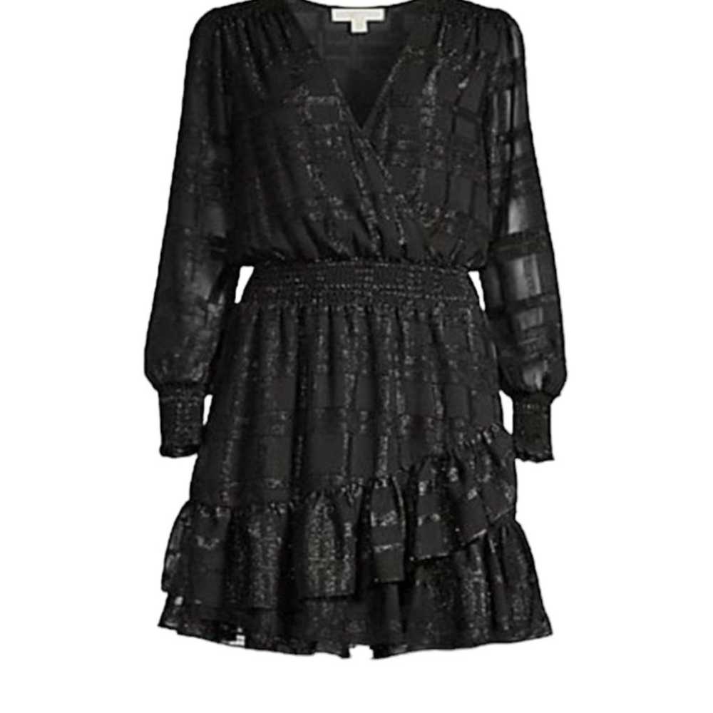 Michael Kors Women's Shiny Plaid Smocked Dress Bl… - image 3