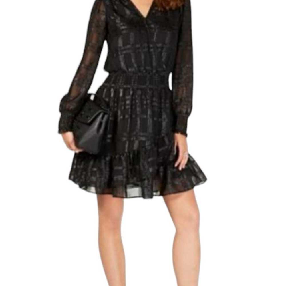 Michael Kors Women's Shiny Plaid Smocked Dress Bl… - image 5