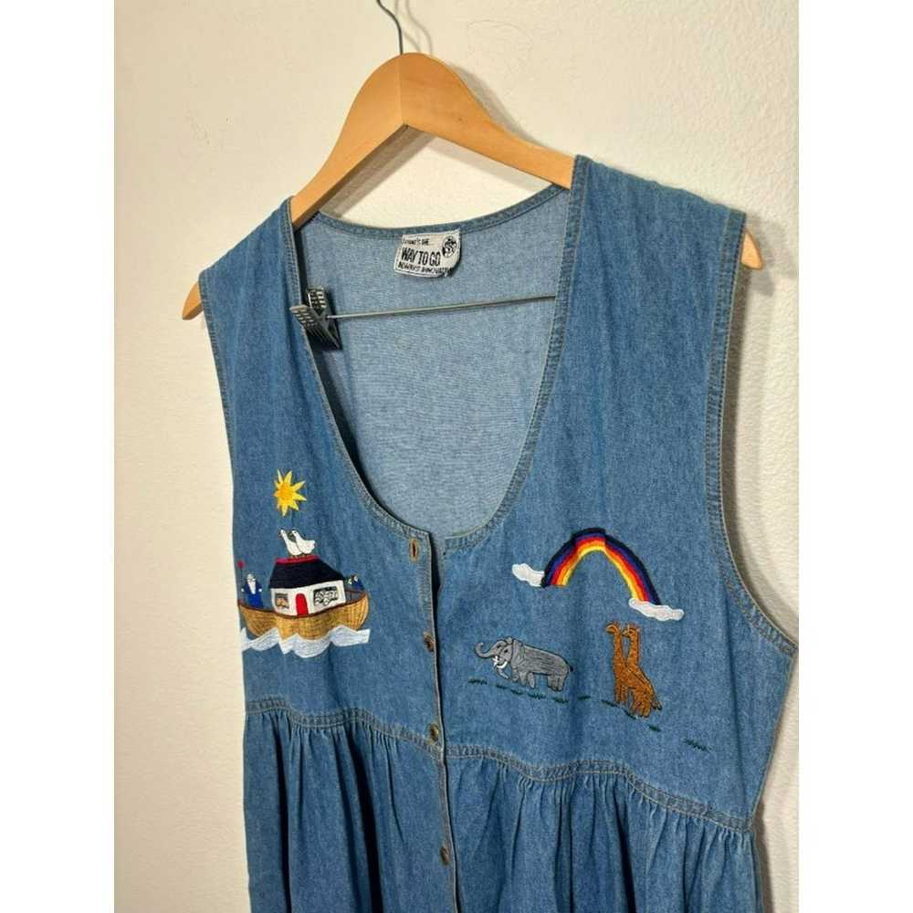 Vintage Jean denim jumper Maxi Dress Noah's Ark e… - image 2