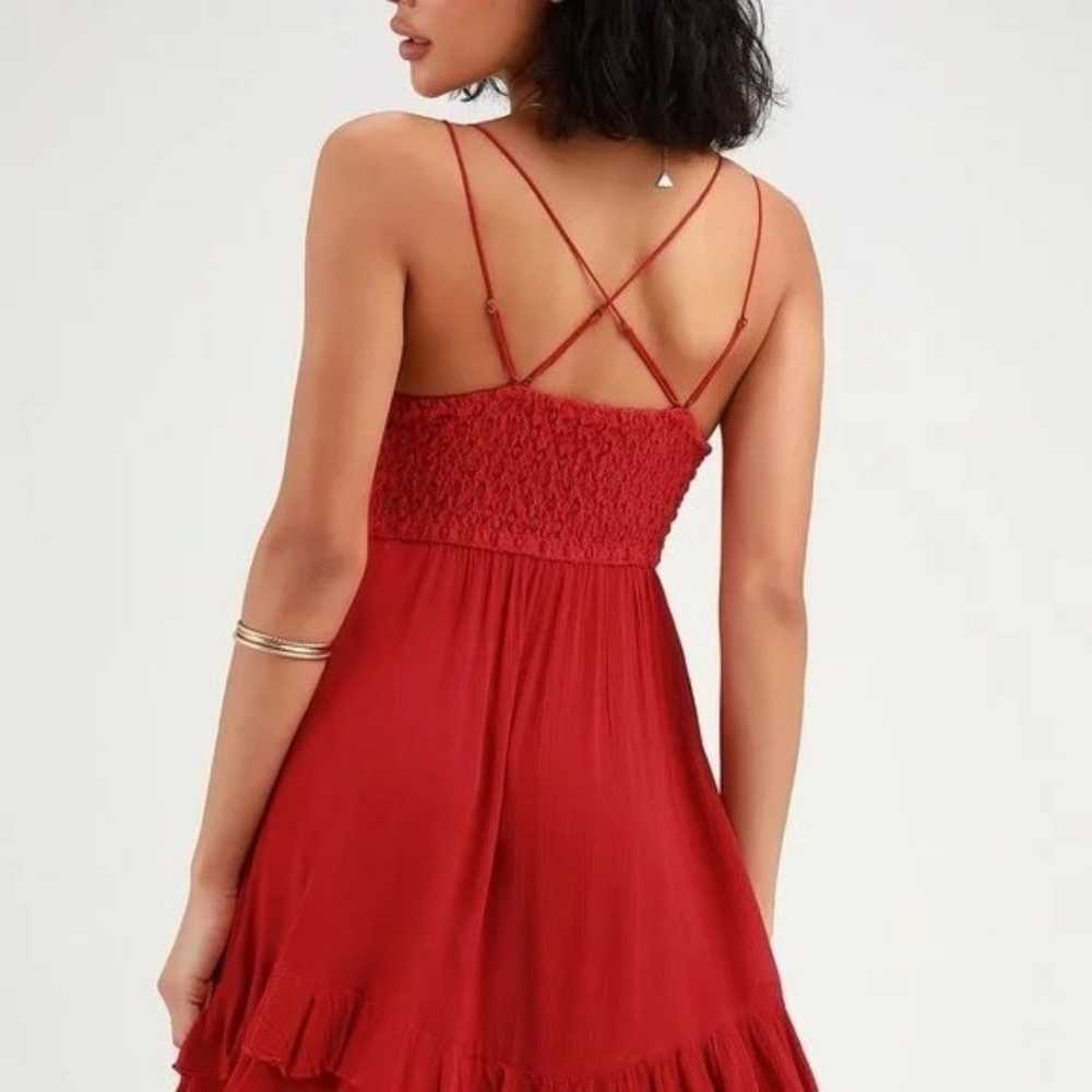 Free People Adella Lace Mini Dress Cherry Red Siz… - image 2