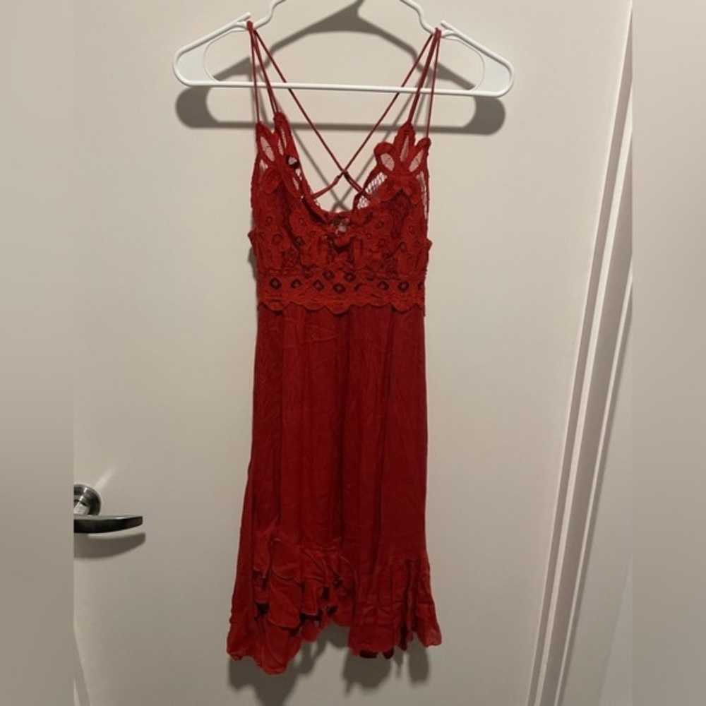 Free People Adella Lace Mini Dress Cherry Red Siz… - image 5