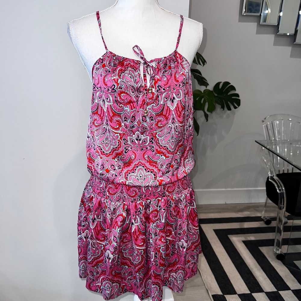 Juicy Couture pink paisley slip mini keyhole dress - image 1