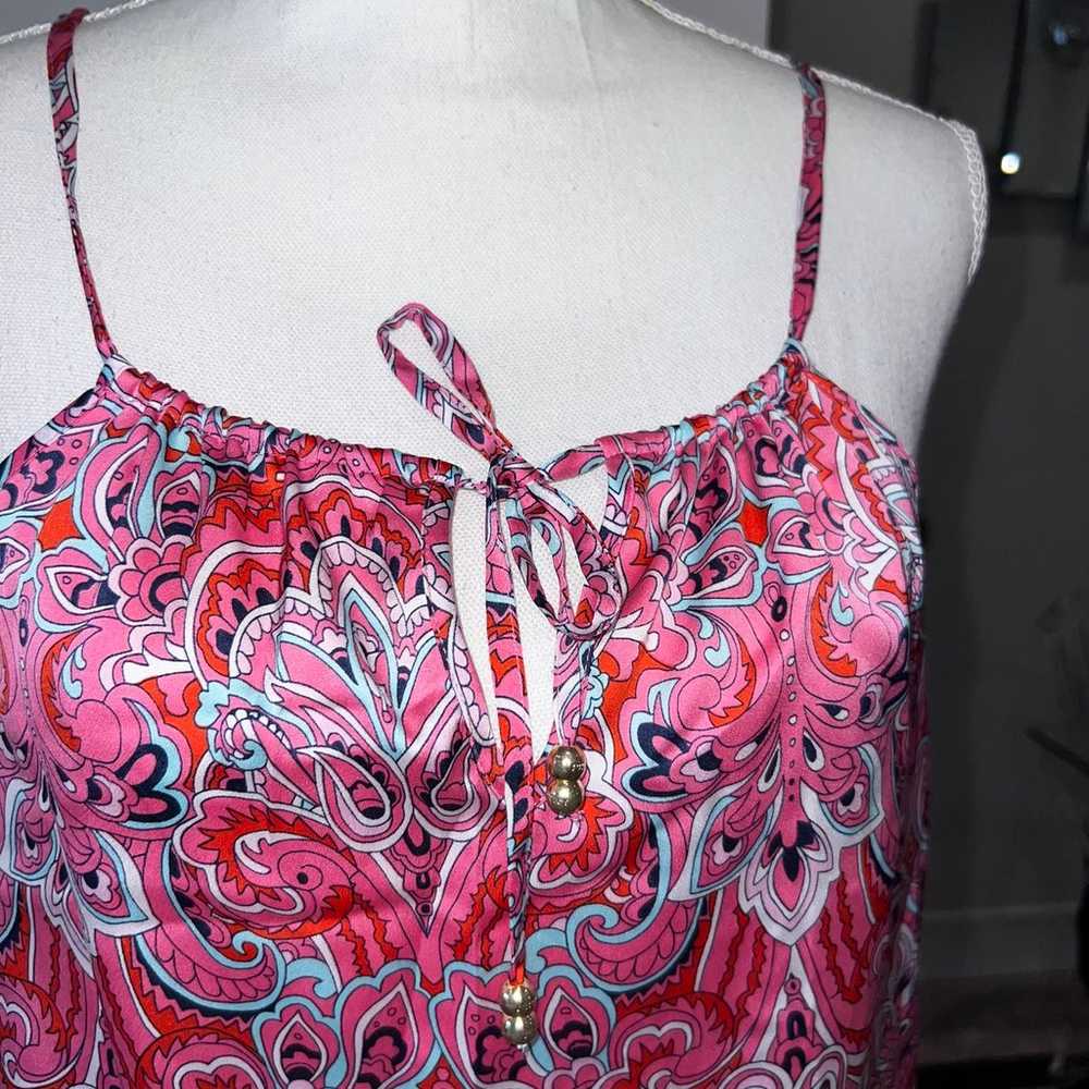 Juicy Couture pink paisley slip mini keyhole dress - image 2