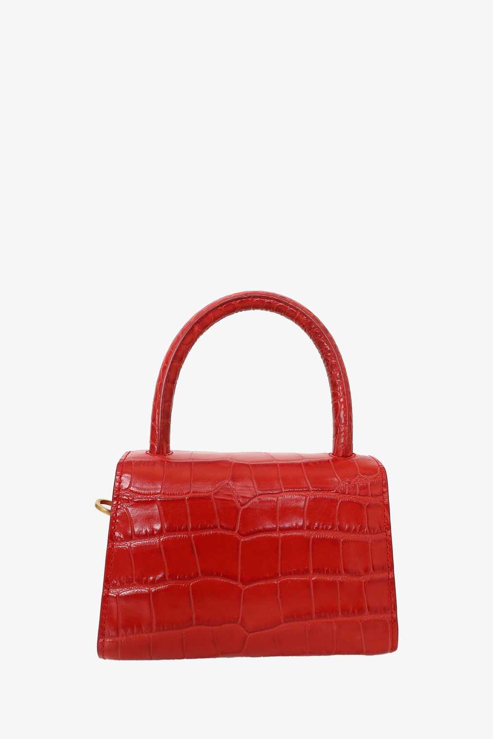By Far Red Croc Embossed Leather Mini Top Handle … - image 2