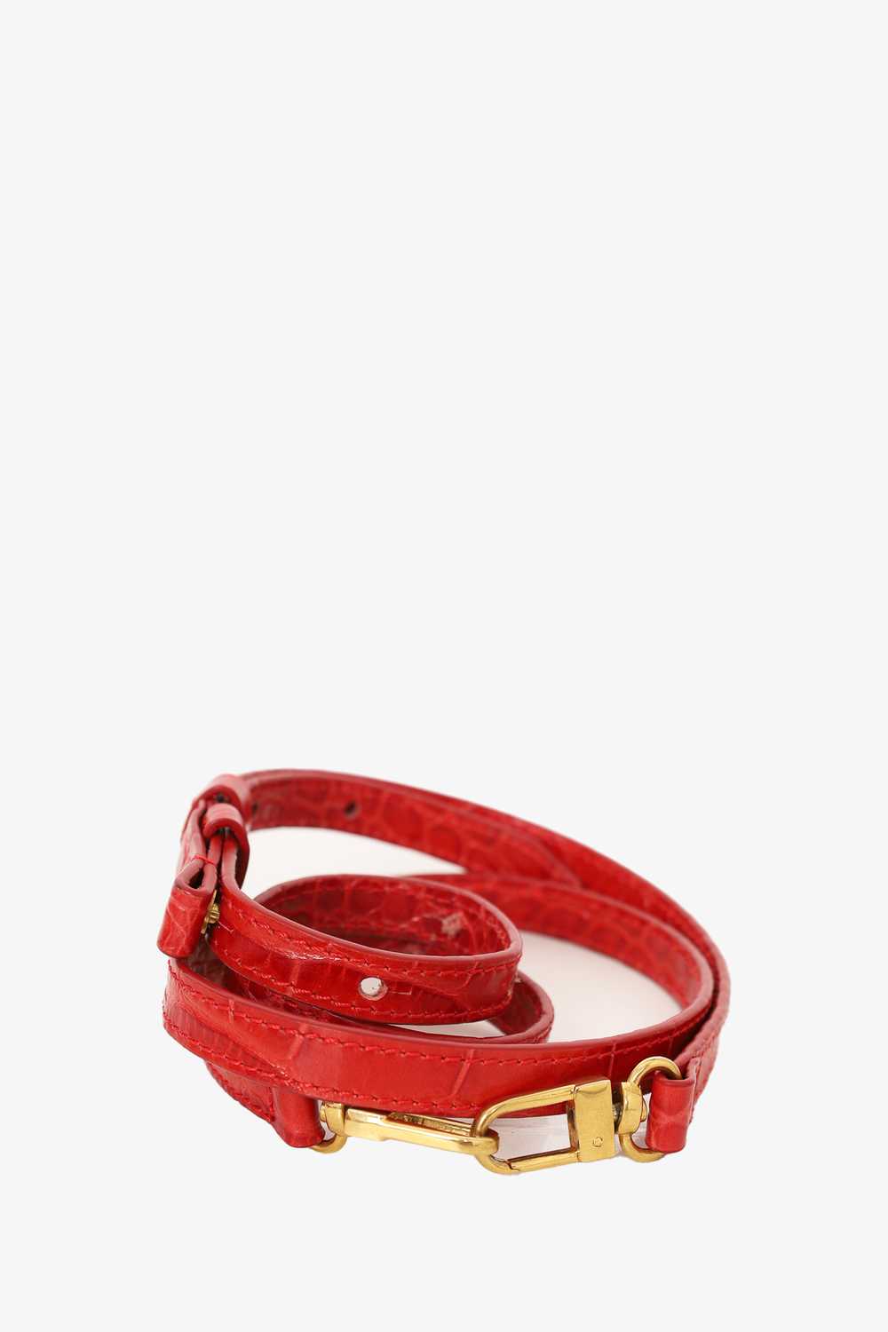 By Far Red Croc Embossed Leather Mini Top Handle … - image 6