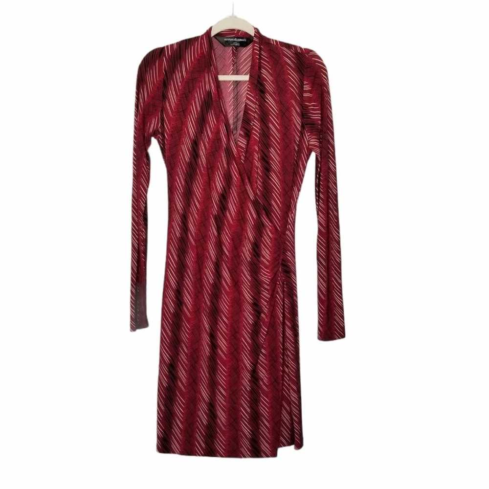 Norma Kamali Long Sleeve Faux Wrap Dress in Red S… - image 1
