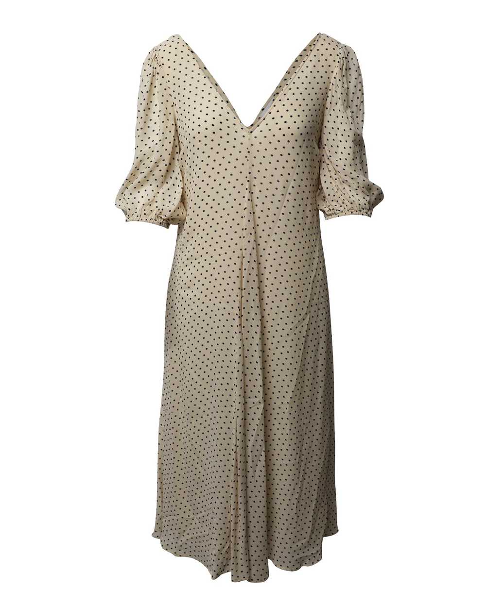 Ganni Cream polka-dot crepe swing dress - image 7