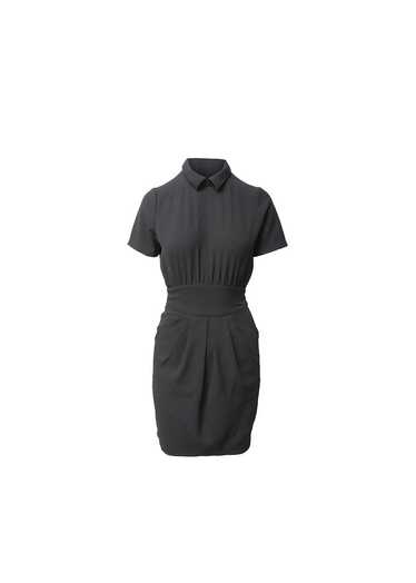 Ganni Black crepe collared mini dress - image 1