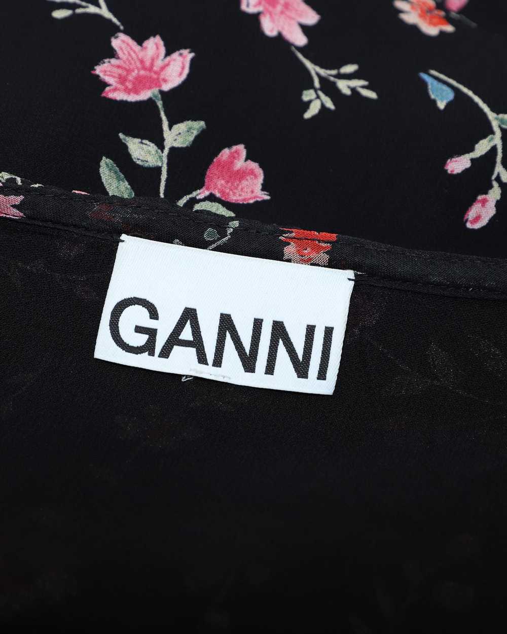 Ganni Black floral chiffon wrap blouse - image 5