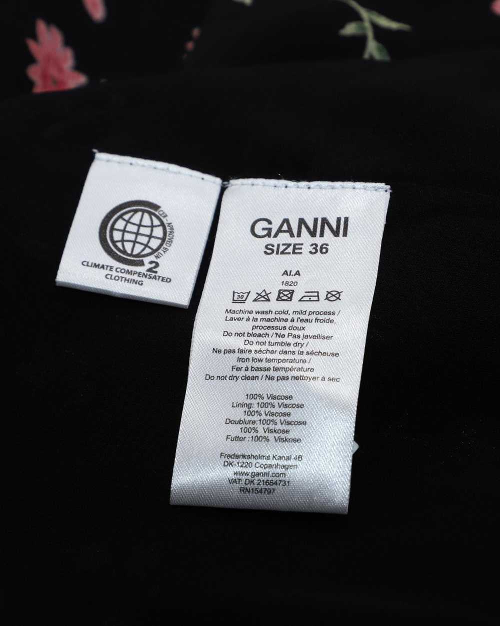 Ganni Black floral chiffon wrap blouse - image 6
