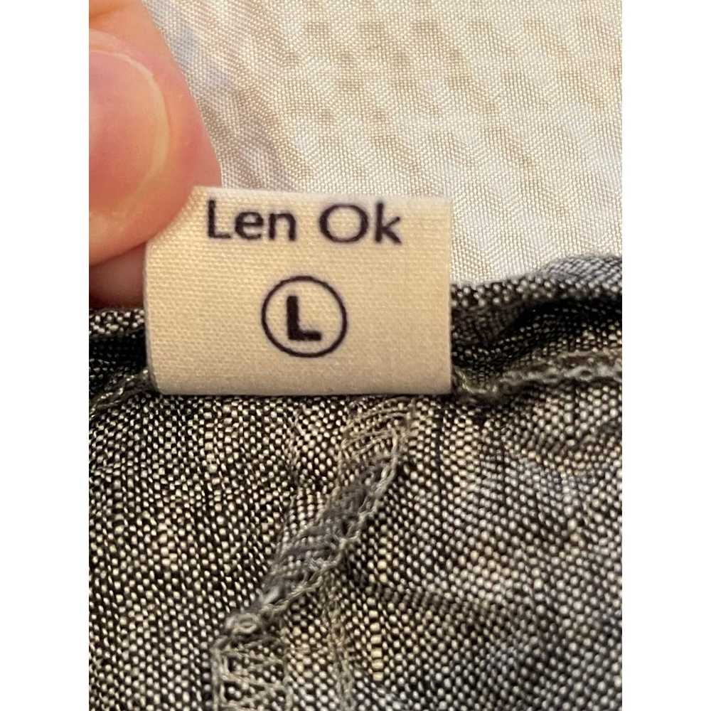 LO Lenok Women's Gray Linen 3/4 Sleeve Shirt Dres… - image 3