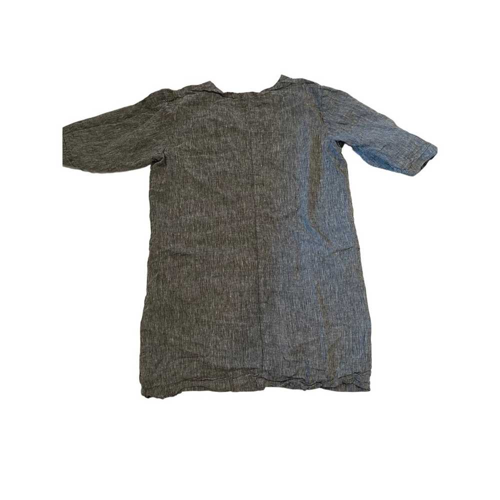 LO Lenok Women's Gray Linen 3/4 Sleeve Shirt Dres… - image 4