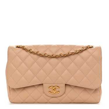 CHANEL Caviar Quilted Jumbo Double Flap Beige - image 1