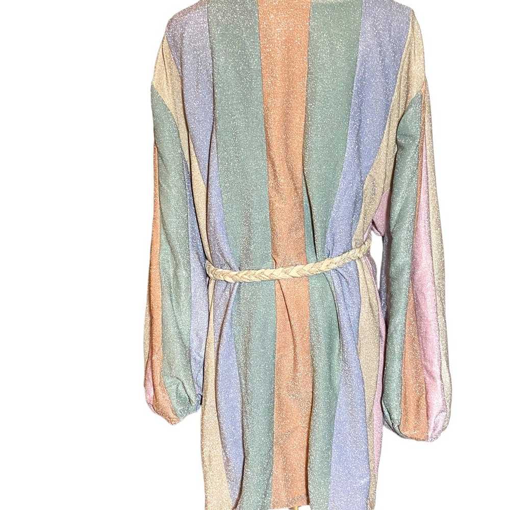 Aura Metallic Sparkle Mini Wrap Dress Tunic Jacke… - image 7