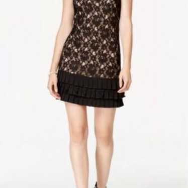 Jessica Simpson mini lace dress black nude 4