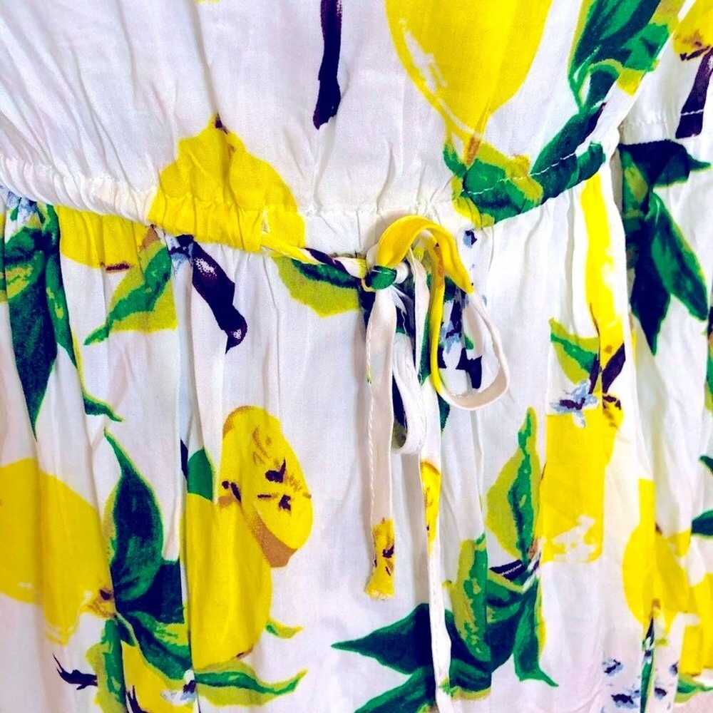 Solitaire lemon print bell sleeve tie waist dress… - image 3