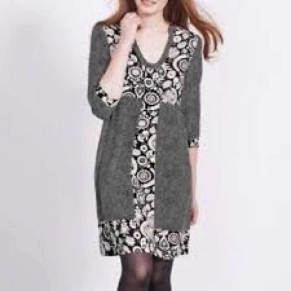 Boden Mollie Patchwork Dress Size 2 Black White R… - image 1