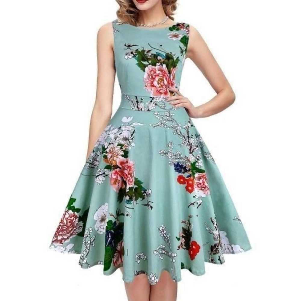 Pinup 50's retro cherry blossom Floral Overlay Sl… - image 1