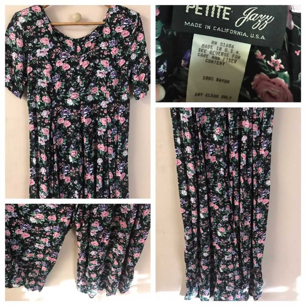 Vintage Petite Jazz Floral Wide-Leg Jumpsuit - image 3