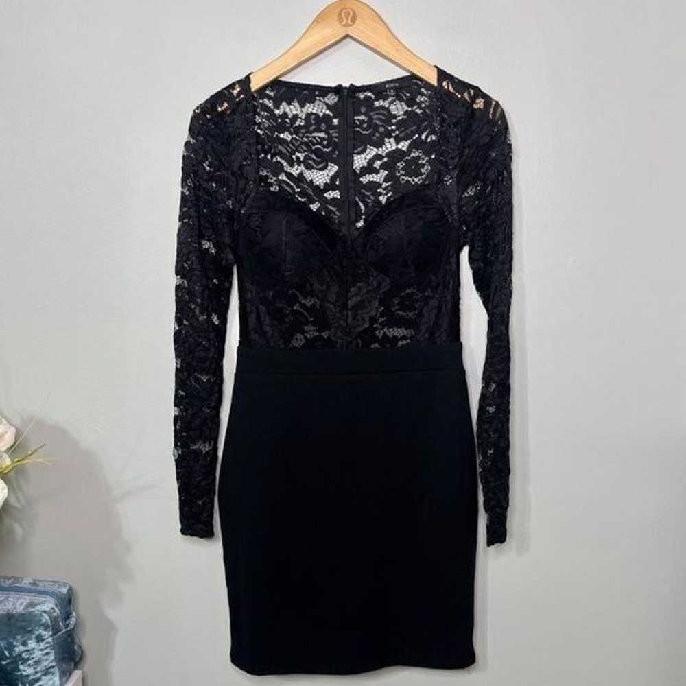 Black Lace Sleeve Sexy Mini Cocktail Dress Medium - image 10