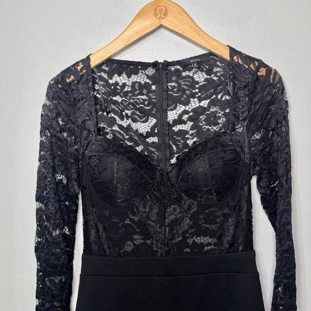 Black Lace Sleeve Sexy Mini Cocktail Dress Medium - image 11