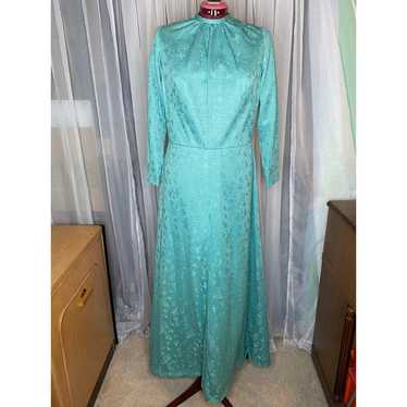 1960's dress Maxi long sleeve green - image 1