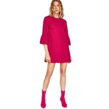 Zara Woman Textured Frilled Sleeve Shift Mini Dre… - image 1