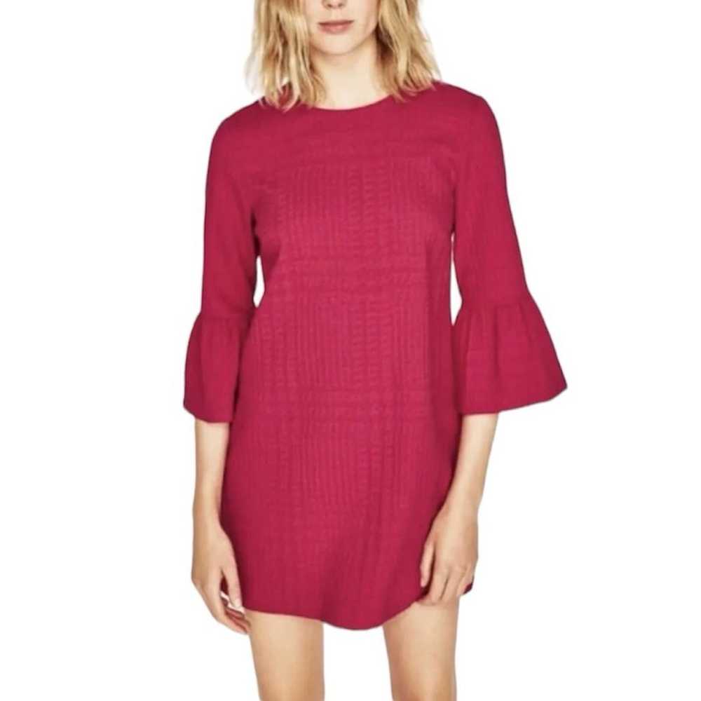 Zara Woman Textured Frilled Sleeve Shift Mini Dre… - image 8