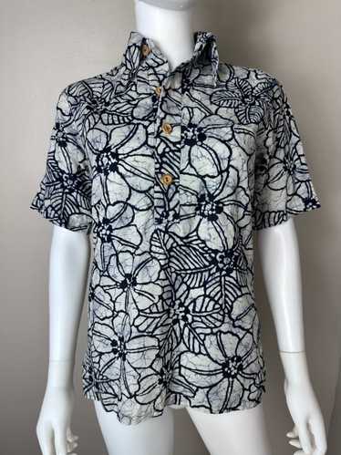 1960s Batik Print Hawaiian Shirt, Surf Line