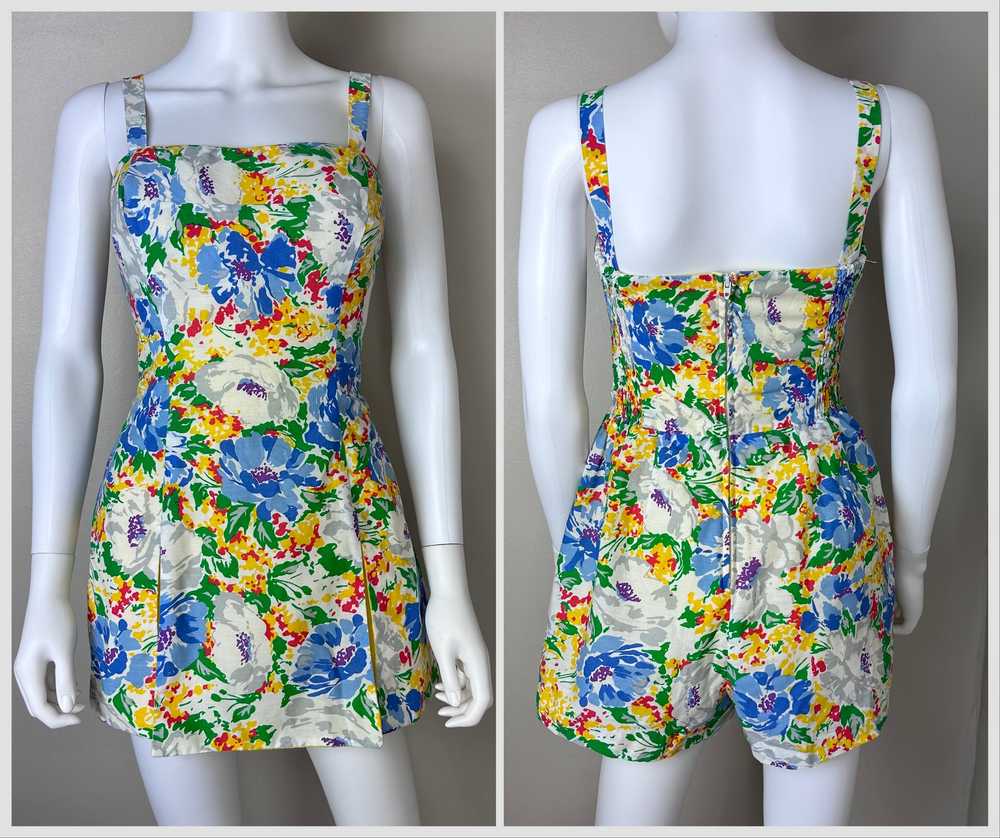 1960s Floral Romper, Gabar Swimsuit Playsuit Size… - image 1