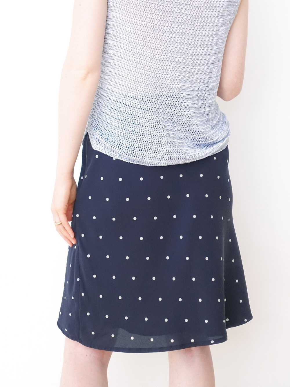 Silk Navy and White Polka Dot Skirt - image 2
