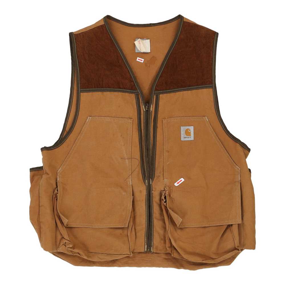 Heavily Worn Carhartt Gilet - XL Brown Cotton - image 3