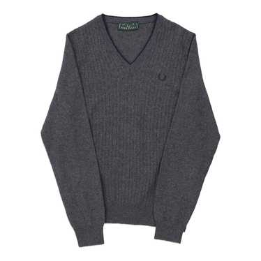 Fred Perry V-neck Jumper - Small Grey Wool - image 1