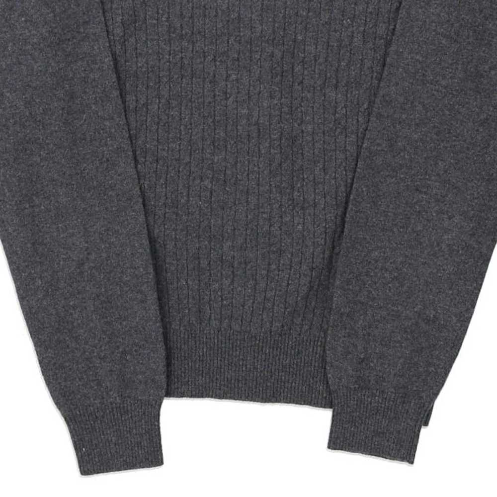 Fred Perry V-neck Jumper - Small Grey Wool - image 4