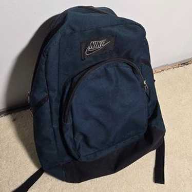 （レア）90s〜00s NIKE backpack y2k チェック柄 Vtg Nike Leather Bottom Navy Blue Bookbag Backpack 90s Y2K