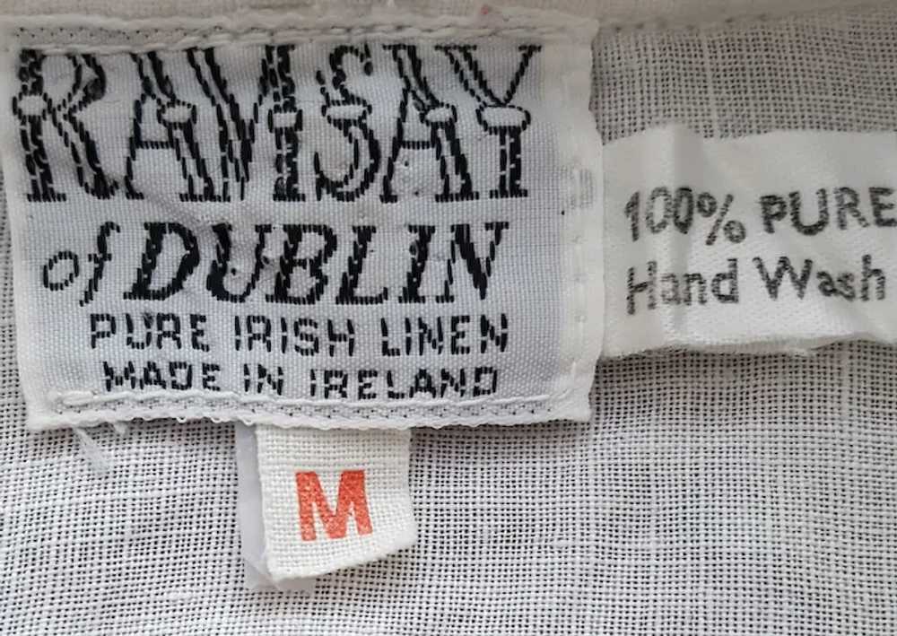 Vintage White Irish Linen Blouse Lace Trim Dublin… - image 11