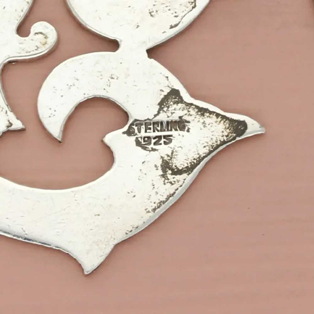 Sterling Silver Vintage Letter J Initial Brooch - image 3