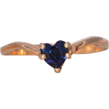 Heart Shaped Natural Sapphire Ring in Yellow Gold - image 1