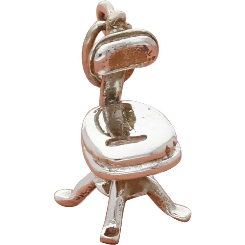 Sterling Silver Vintage 3D Swivel Chair Charm - image 1