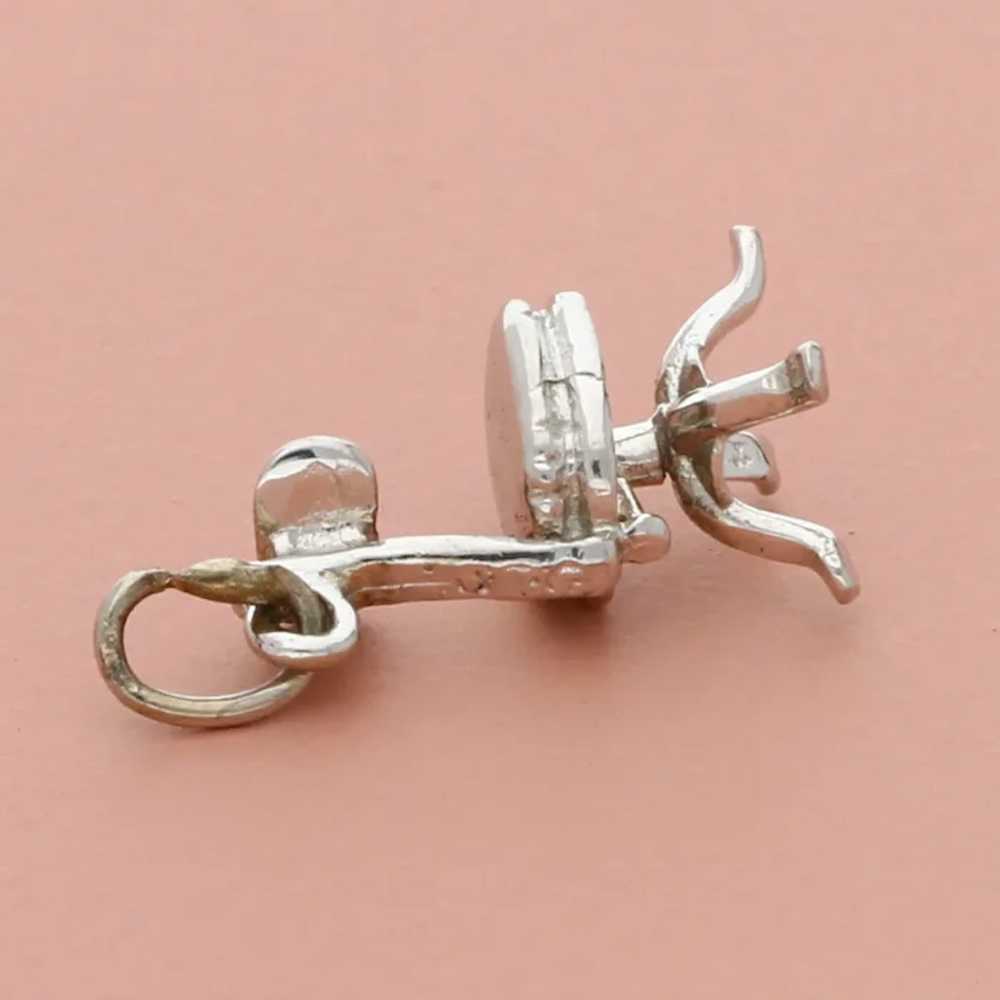 Sterling Silver Vintage 3D Swivel Chair Charm - image 3